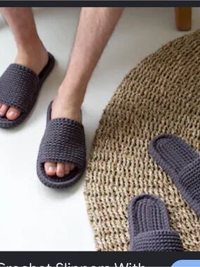 Handmade Knit Slide Sandals in Navy Blue